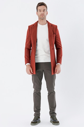 İmza Kiremit Kaşe Mono Yaka Kapitoneli Astar Slim Fit Dar Kesim Klasik Kaban 1008235171-Kiremit