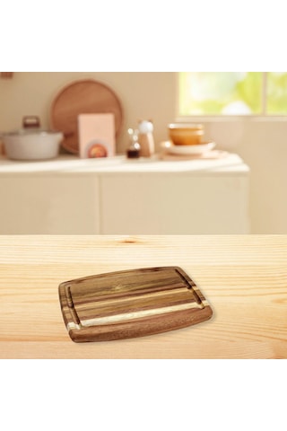 Suntek Akasya Ahşap Kesme Tahtası Biftek Ekmek Et Için Kahverengi