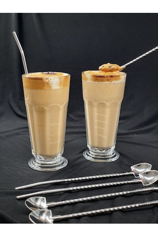 6 Lı Metal Kaşıklı Pipet Paslanmaz Çelik Pipet Temizleme Fırçası Hediyeli Sadece Pipet