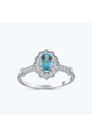 Altınbaş Pırlanta London Blue Topaz Oval Yüzük Pnf001bt-14k