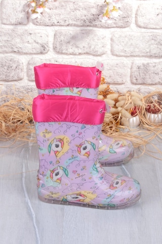 Fort 7061 Pembe Uniko Figürlü İçi Peluşlu Su Geçirmez Kız Çocuk Kar Yağmur Çizmesi Pembe