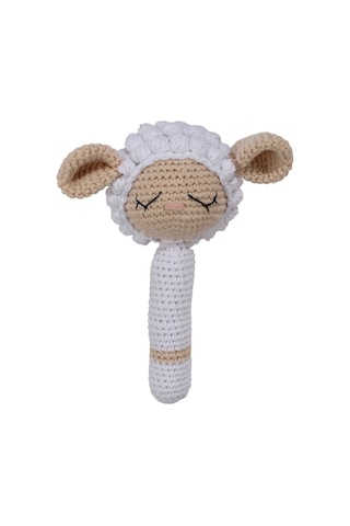Amigurumi Sevimli Beyaz Kuzu Çıngıraklı Organik Oyuncak Çok Renkli