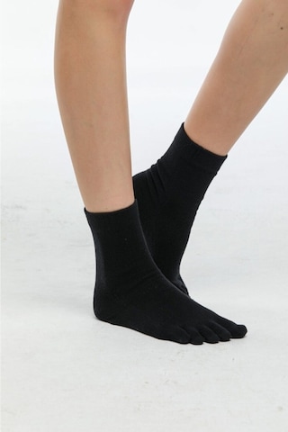 Erkek 3 Çift Pamuklu Parmaklı Çorap Siyah