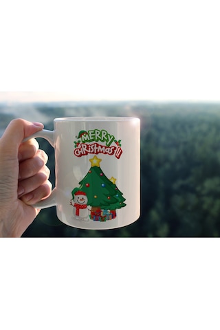 Merry Christmas Noel Baba Baskılı Seramik Kahve Çay Kupası Beyaz