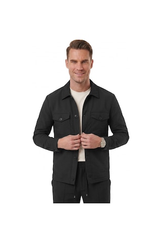 Deep Sea Deepsea Siyah Slim Fit Gofre Dokulu Yazlık Spor Takım Elbise Yarım Astarlı Likralı 2 Li Kombin 2604007
