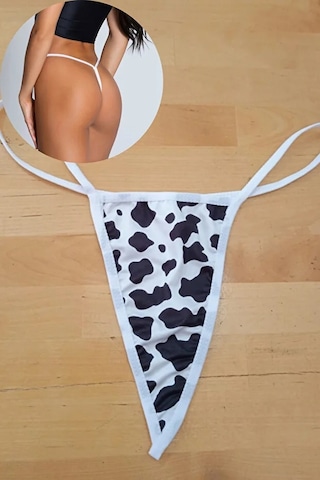 Anastasia String Tanga Külot - Dalmaçya Desen Siyah-beyaz Ans105 Beyaz - Siyah