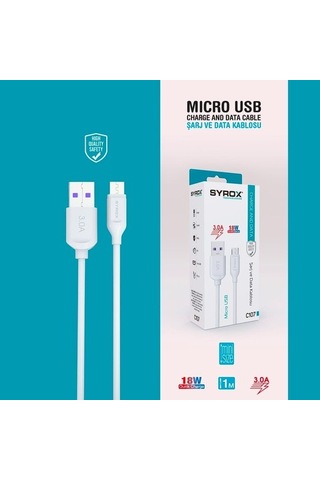 Zuidid 3,0 Amper 18W 1 Metre Hızlı Şarj Kablosu