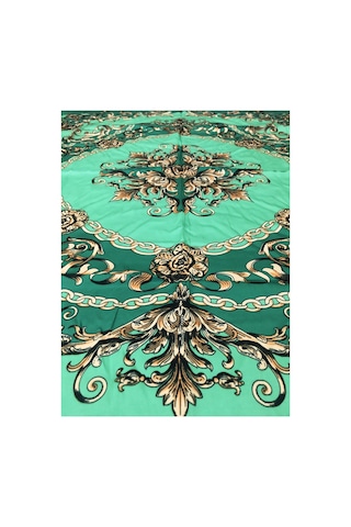 Tikitonki Zümrüt Yeşili Kare Kesim Çiçek Desenli Eşarp - 90x90 Yeşil Yeşil