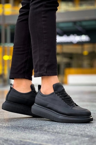 Mevese Lexa Cilt Deri Erkek Günlük Sneaker Ayakkabı - Siyah Siyah