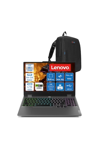 Lenovo LOQ 15IRX9 83DV011HTRF24 i7-13650HX 64 GB 4 TB SSD RTX4060 15.6" Free Dos Dizüstü Bilgisayar + Zetta Çanta