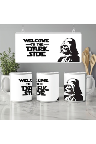 Darth Vader Dark Side Kupa Bardak Star Wars Temalı Siyah Beyaz Minimal Tasarım Kupa Beyaz