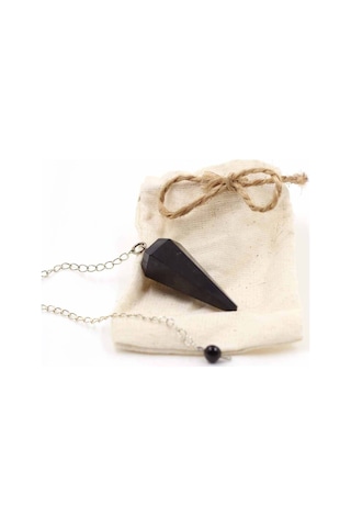 Doğal Taş Shungite Taşı Pandül Sarkaç Siyah