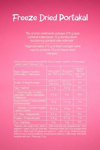 Freeze Dried Portakal 15 G
