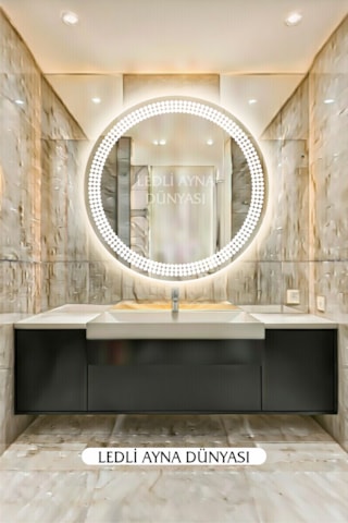 80 Cm Beyaz Banyo Antre Makyaj Duvar Ledli Ayna Beyaz - Gümüş