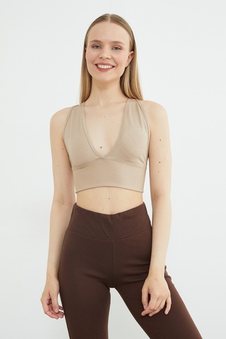 Fullamoda Basic Fitilli Kaplı Büstiyer Bej