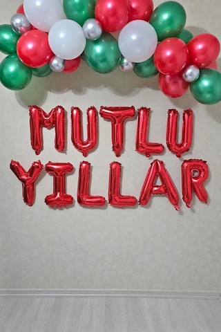 40 Cm Mutlu Yıllar Folyo Balon Seti 16 Inch 11 Harf Yılbaşı Balonu
