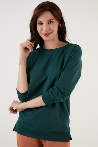 Lela Pamuklu Regular Fit Bisiklet Yaka Basic Bayan Sweat 5863569 Nefti