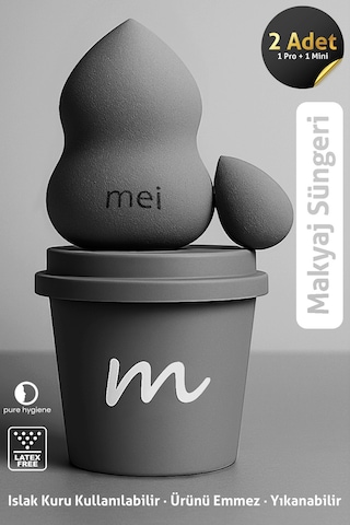 Makyaj Süngeri Fondöten Emmeyen Sponge Coffee Cup Hijyenik Grey 1 Pro 1 Mini