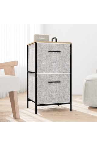 Çok Amaçlı Dolap 2 Çekmeceli Orta Boy Komodin Sehpa Gri 1606