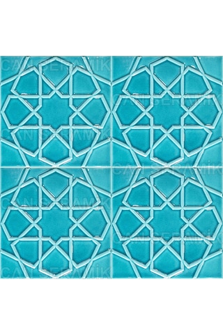 Can Seramik - 20x20 Cm. Kabartmalı Selçuklu Yıldızı Çini Karo N11.131