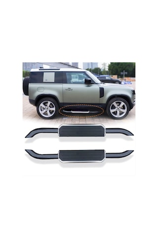 Defender 2020+ İçin Yan Basamak - 90 Lık Siyah-silver
