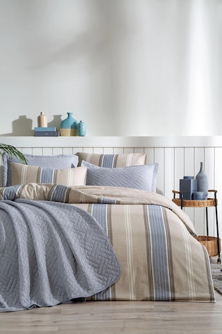 Özdilek Calista 7 Parça Yatak Örtülü Pamuklu Gelin Seti-mavi Mavi