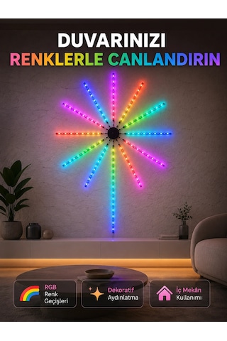 Rgb Fireworks Led Duvar Aydınlatması Telefon Kontrollü Dekoratif Ortam Işığı
