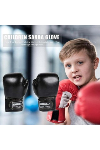 Reedark Çocuklar İçin Savaş Antrenman Eldiveni - Sprey Köpük Dolgulu, Siyah, Muay Thai Ve Boks İçin Siyah