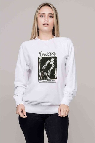 The Doors Live Hollywood Bowl Baskılı Beyaz Kadın Sweatshirt
