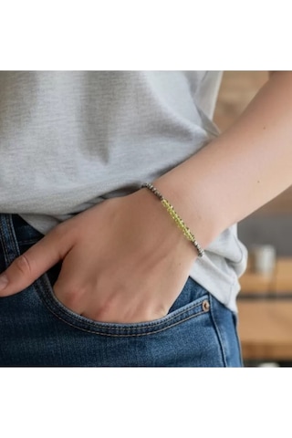 Zebercet Ve Hematit Minimal Bileklik Çok Renkli