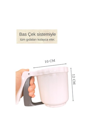 Plastik Bas Çek Un Eleği , Pudra Şeker Serpici , Elek Beyaz Diğer