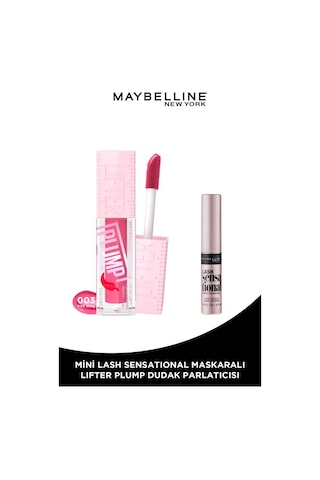 Maybelline New York Lifter Plump Dudak Parlatıcısı 003 Pink Sting + Mini Lash Maskara
