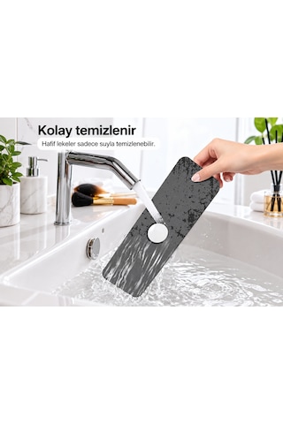 Su Emici Sihirli Lavabo Kenar Matı 38x13cm Antrasit