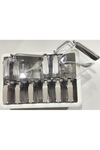 Zhlhome 12 Li Standlı Kaşıklı Baharatlık Seti Beyaz