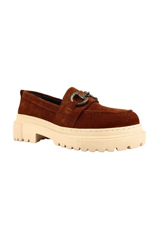 Hobby Ayakkabı Hobby 26114s Hakiki Süet Deri Kadın Loafer Ayakkabı Taba