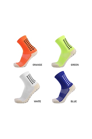 Youmex Erkek Spor Çorapları - Silikon Anti-s Kayıp - Nokta Desenli - Ter Emici - Nem Tutucu - Orta Boy - Comfort Fit - Tek Boyut Beyaz Beyaz