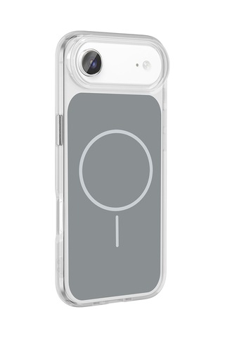 Apple Uyumlu iPhone 17 Air Kılıf Metal Buton Tasarımlı Zore İkonik Sert Silikon Kapak Beyaz