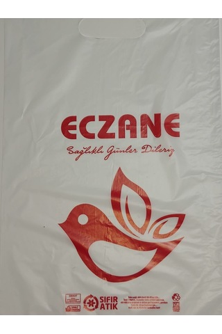 Eczane Hışır Elgeçme Baskılı Beyaz Çanta 20 X 36 Cm