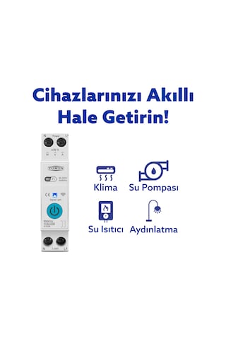 Tomzn WiFi Özellikli Akıllı Sigorta Dahili Enerji Ölçerli Zaman Rölesi 63A