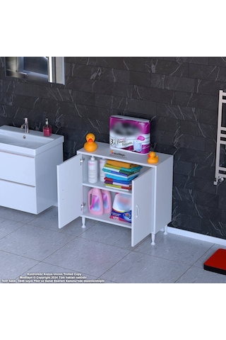 Modilayn Söke Küçük Alanlar İçin Akıllı Çözümler 70x75x32,5 Cm Lik 2 Kapaklı 2 Göz Raf Dolap Beyaz