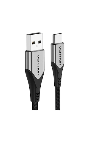 Vention Usb 2,0 Type-a - Type-c 3a Pamuk Örgülü Hızlı Şarj Kablosu 1m - Gri