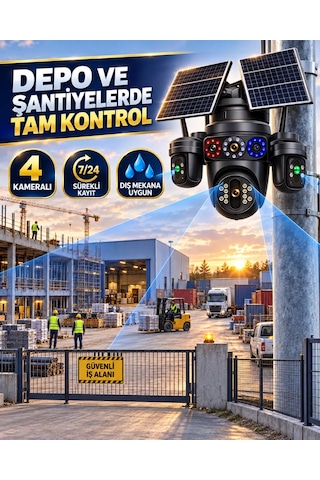 Esvision 7020 Kameralı 4g Çift Solar Panel Gece Görüş 12ay X 15gb İnternet +128gb Hafıza Akıllı Kamera