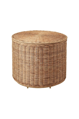 Rattan, Kapaklı Saklama Gözlü Puf Meridyendukkan, El Yapımı Saklama Kutusu