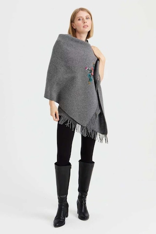 Desen Triko Kadın Triko Pirinç Örgü İşlemeli Yün Şal 23030 Füme