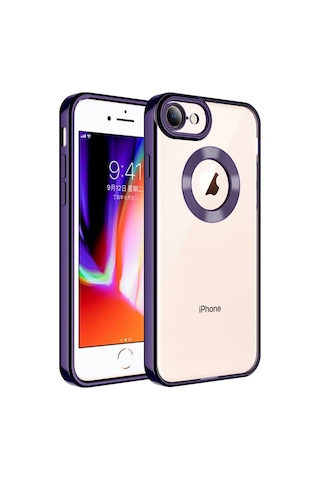 Apple Uyumlu iPhone Se 2020 Kılıf Kamera Korumalı Logo Gösteren Zore Omega Kapak Derin Mor