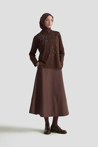 Armine Trend Taş Baskılı Triko Tunik Kahverengi 25ytd4126 Kahverengi