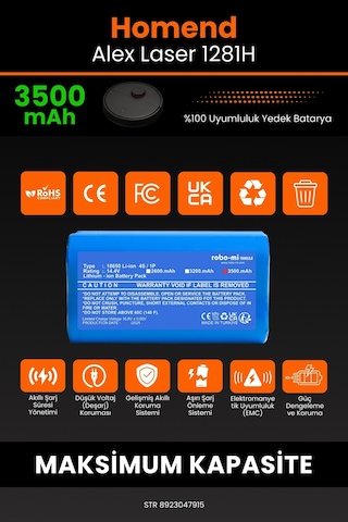 Homend Alex Laser 1281H 3500mAh Robot Süpürge Bataryası