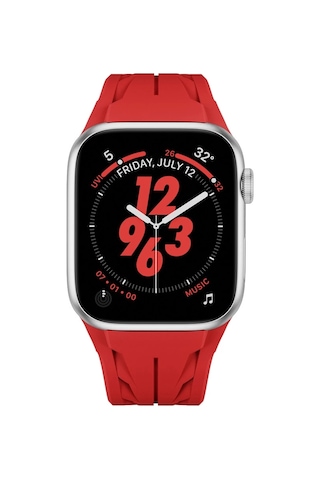 Apple Uyumlu Watch 7 8 Se 45mm Krd-127 Metal Tokalı Uzunluk Ayarlı Silikon Kordon