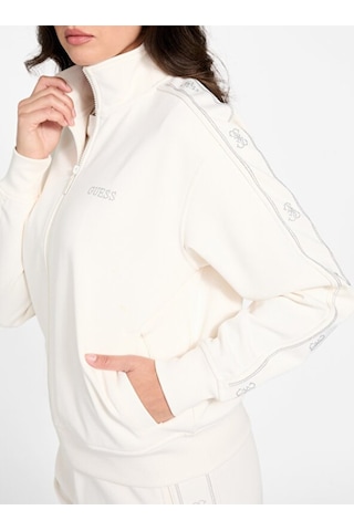 Guess V5bq15kcx22 Octavia High Neck Full Zip Kadın Sweatshirt Krem