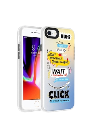 Apple Uyumlu iPhone 8 Kılıf Desenli Zore Dragon Sert Kapak Kelimeler